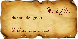 Haker Ágnes névjegykártya